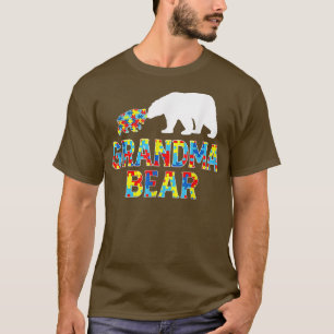 Autismus Bewusstsein Oma Bären Puzzle Unterstützun T-Shirt