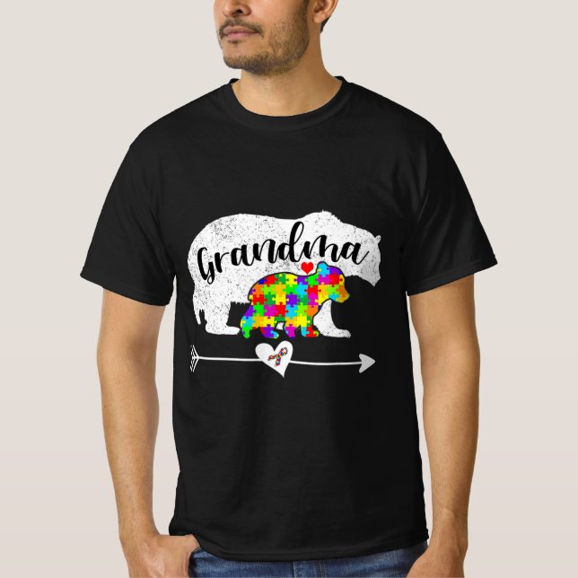 Autismus Bewusstsein Oma Bären Unterstützung Autis T-Shirt (Vorderseite)