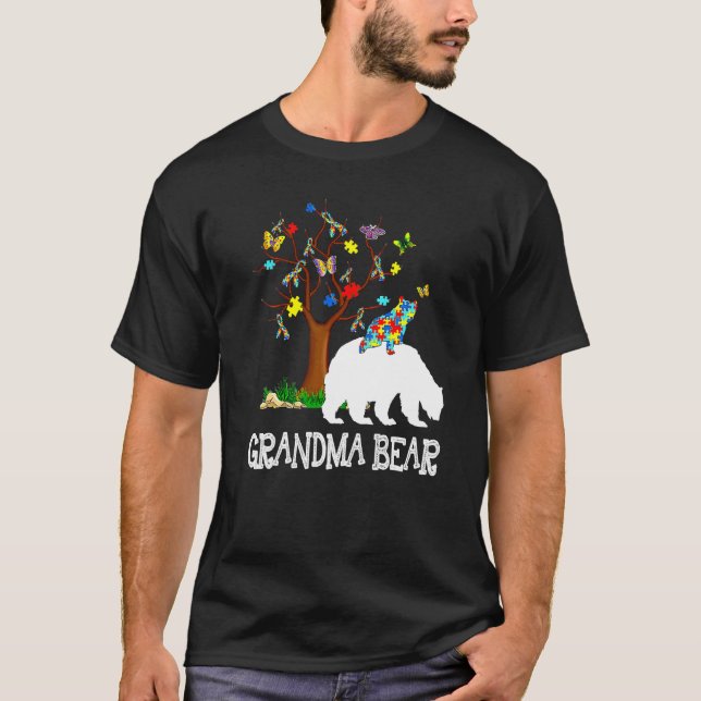 Autismus Bewusstsein Oma Bären Unterstützung Autis T-Shirt (Vorderseite)
