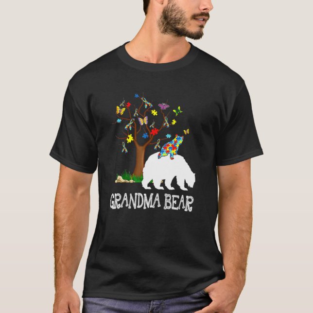 Autismus Bewusstsein Oma Bären Unterstützung Autis T-Shirt (Vorderseite)
