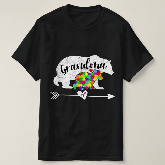 Autismus Bewusstsein Oma Bären Unterstützung Autis T-Shirt (Design vorne)