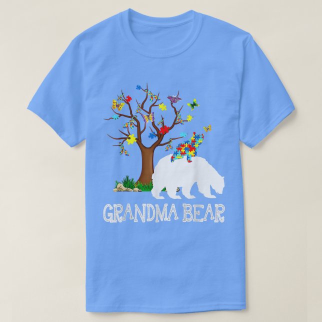 Autismus Bewusstsein Oma Bären Unterstützung Autis T-Shirt (Design vorne)