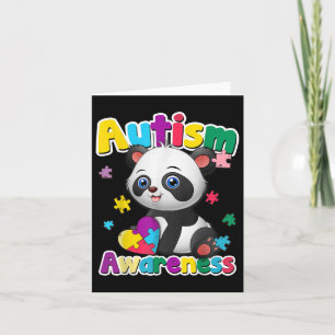Autismus Bewusstsein Panda Puzzle Pieces Farben Ge Karte