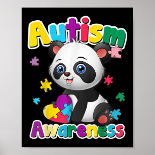 Autismus Bewusstsein Panda Puzzle Pieces Farben Ge Poster