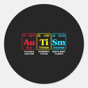 Autismus-Bewusstsein Periodensystem ASD Chemie Män Runder Aufkleber
