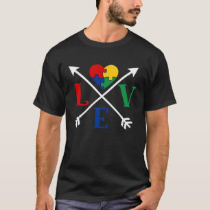 Autismus-Bewusstsein Pfeil Liebe Herz Puzzle Teil T-Shirt