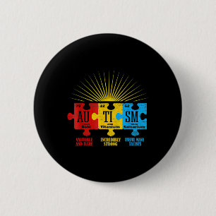Autismus Bewusstsein Puzzle Chemical Element T - S Button