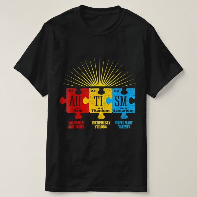 Autismus Bewusstsein Puzzle Chemical Element T - S T-Shirt (Design vorne)