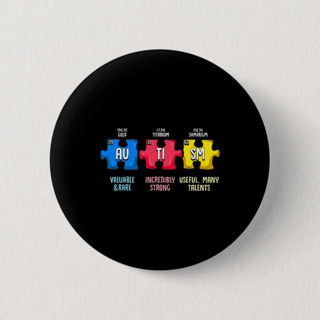 Autismus-Bewusstsein-Puzzle-Chemieelement  Button (Vorderseite)