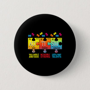 Autismus Bewusstsein Puzzle Chemieelemente Button