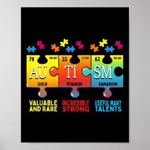 Autismus Bewusstsein Puzzle Chemieelemente Poster
