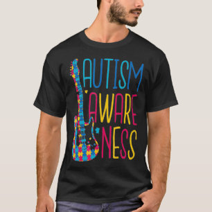 Autismus-Bewusstsein-Puzzle-Gitarre-Unterstützung T-Shirt