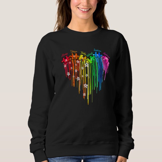 Autismus Bewusstsein Puzzle Herz Liebe einzigartig Sweatshirt (Vorderseite)