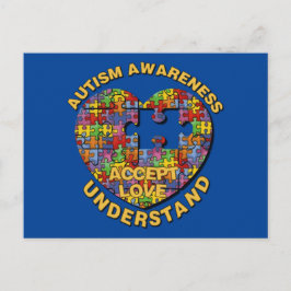 Autismus Bewusstsein Puzzle Herz Postkarte
