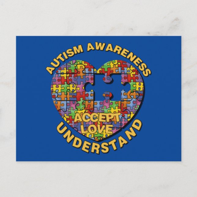 Autismus Bewusstsein Puzzle Herz Postkarte (Vorderseite)