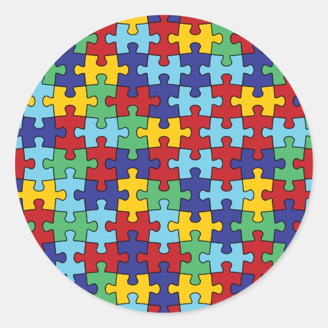 Autismus Bewusstsein Puzzle Muster Runder Aufkleber (Vorderseite)