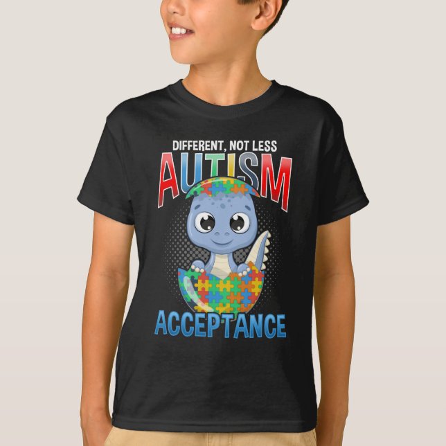 Autismus Bewusstsein Puzzle Niedliches Dino Autist T-Shirt (Vorderseite)