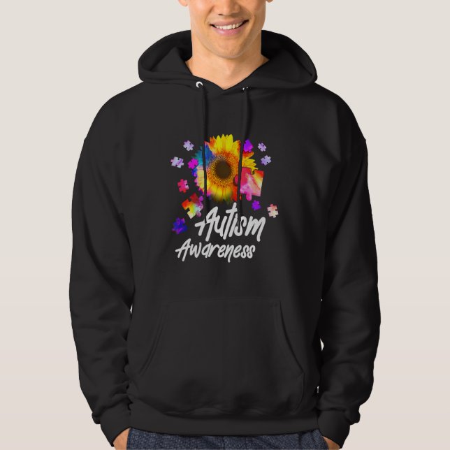 Autismus Bewusstsein Puzzle Sonnenblume Hoodie (Vorderseite)