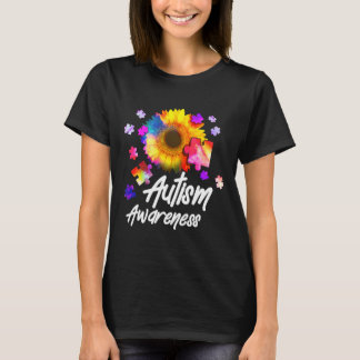 Autismus Bewusstsein Puzzle Sonnenblume T-Shirt