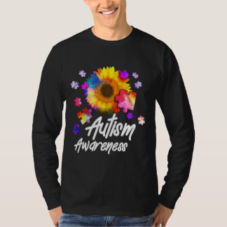 Autismus Bewusstsein Puzzle Sonnenblume T-Shirt