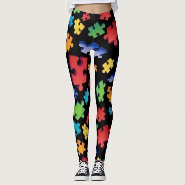 Autismus Bewusstsein Puzzle Stücke Leggings (Vorderseite)