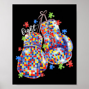 Autismus-Bewusstsein Puzzle-Teil Boxhandschuhe Män Poster