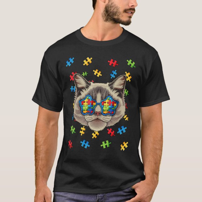 Autismus Bewusstsein Ragdoll Puzzle Sonnenbrille A T-Shirt (Vorderseite)