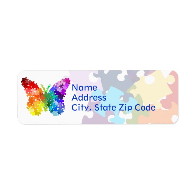 Autismus Bewusstsein Regenbogen Puzzle Butterfly (Vorne)