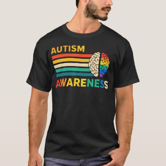 Autismus-Bewusstsein Retro-Gehirn-Bewusstsein Für T-Shirt