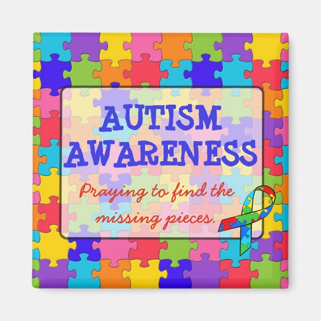 Autismus Bewusstsein Ribbons Puzzle Pieces Magnet (Vorne)
