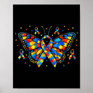 Autismus-Bewusstsein-Schmetterling-Puzzle-Band  Poster