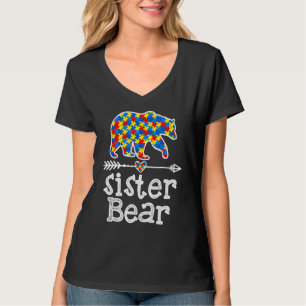 Autismus Bewusstsein Schwester Bären Unterstützung T-Shirt