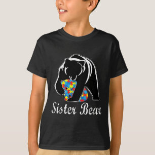 Autismus Bewusstsein Schwester Bären Unterstützung T-Shirt
