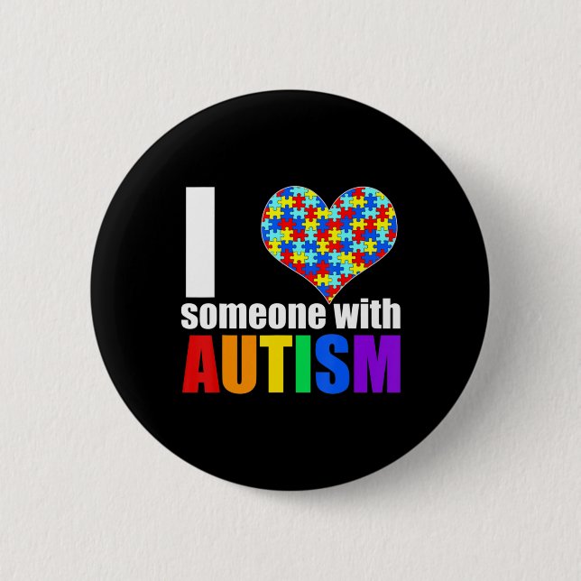 Autismus Bewusstsein Shirt Autismus Mama I Liebe J Button (Vorderseite)