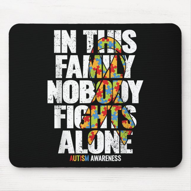 Autismus Bewusstsein Shirt Familienunterstützung M Mousepad (Vorne)