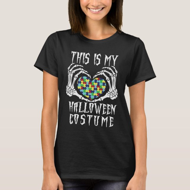 Autismus Bewusstsein Skelett Halloween Kostümverso T-Shirt (Vorderseite)