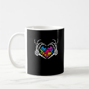 Autismus-Bewusstsein Skelett-Herz-Puzzleteil Kaffeetasse