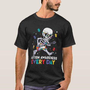 Autismus Bewusstsein Skelett Puzzle Gitarre Kinder T-Shirt