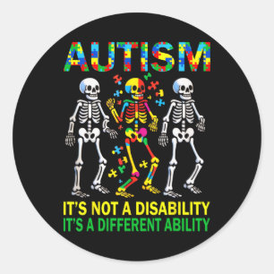 Autismus Bewusstsein Skelett tanzen Autistische Ki Runder Aufkleber