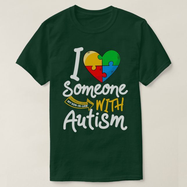 Autismus Bewusstsein Sohn im Gesetz Funny I Liebe  T-Shirt (Design vorne)