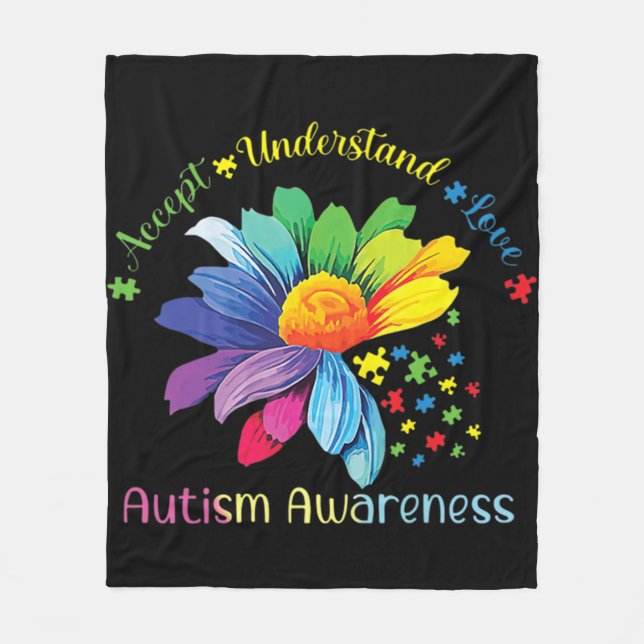 Autismus Bewusstsein Sonnenblumen Akzeptanz verste Fleecedecke (Vorderseite)