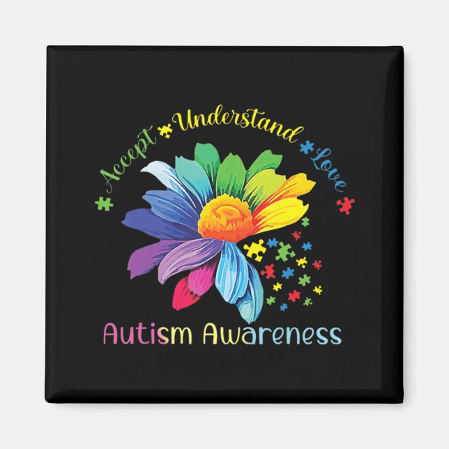 Autismus Bewusstsein Sonnenblumen Akzeptanz verste Magnet (Vorne)