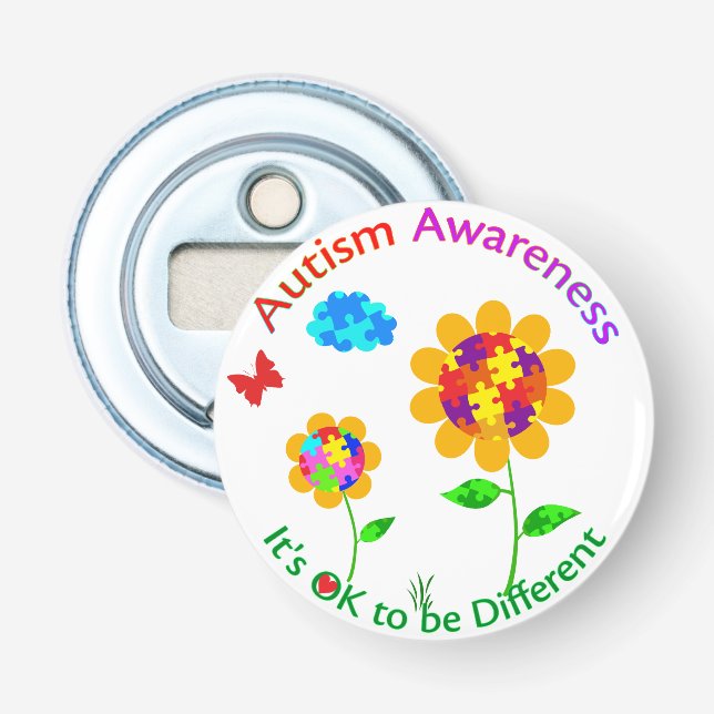 Autismus Bewusstsein Sonnenblumen Flaschenöffner (Vorderseite)