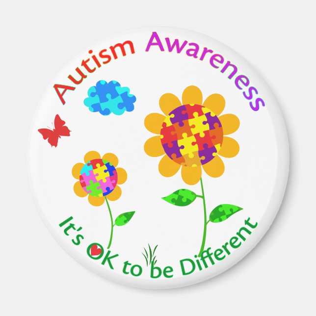 Autismus Bewusstsein Sonnenblumen Magnet (Vorne)