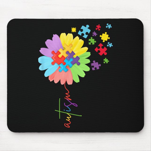 Autismus Bewusstsein Sonnenblumen Puzzle Stückchen Mousepad (Vorne)