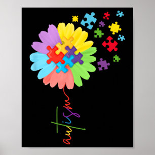 Autismus Bewusstsein Sonnenblumen Puzzle Stückchen Poster