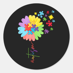 Autismus Bewusstsein Sonnenblumen Puzzle Stückchen Runder Aufkleber