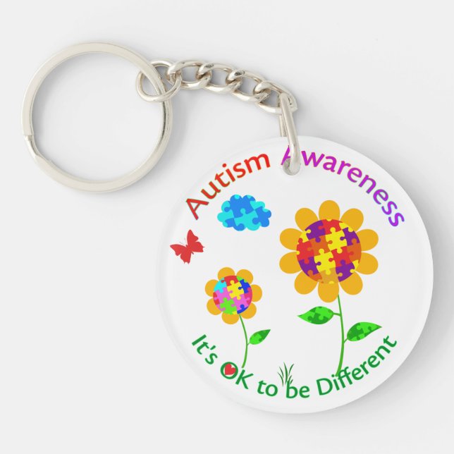 Autismus Bewusstsein Sonnenblumen Schlüsselanhänger (Vorderseite)