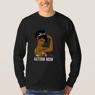 Autismus-Bewusstsein Starke Mutter Afro Mutter Sch T-Shirt