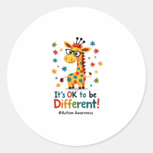 Autismus-Bewusstsein Süße Giraffe Tier Es ist okay Runder Aufkleber